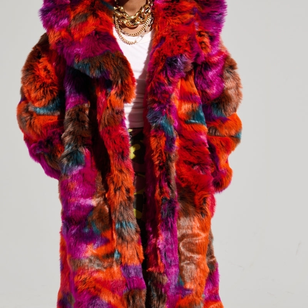 AKIRA Multicolor Faux Fur Teddy Jacket